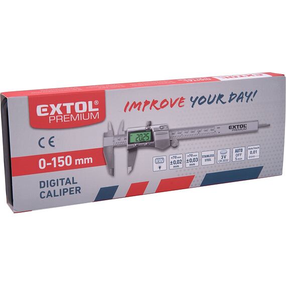 EXTOL Premium meradlo posuvné DIGI nerez 150mm podsvietené 8825226