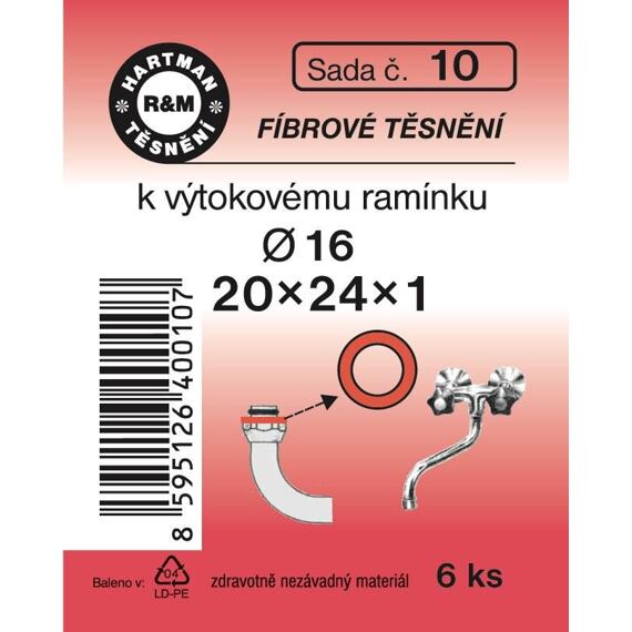 HARTMAN těsnění fíbrové k výtokovému ramínku, sada č. 10