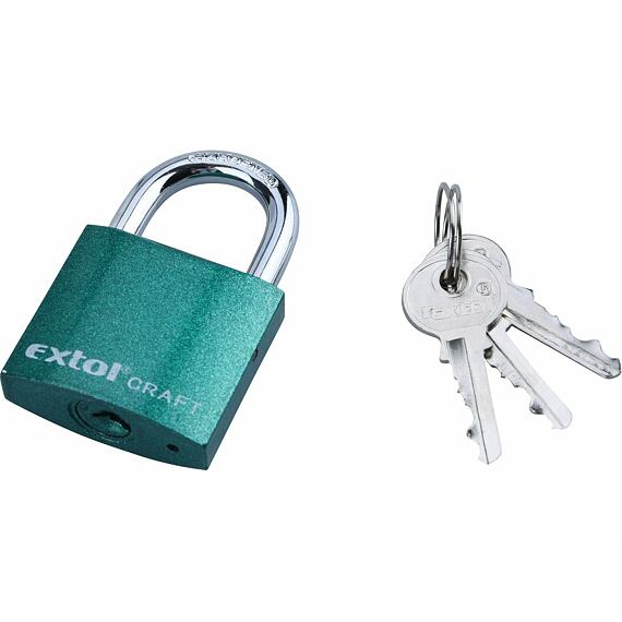 EXTOL Craft visací zámek 38mm, 3 klíče, barevný 77020