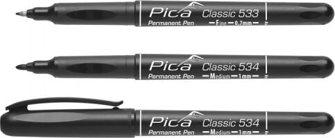 PICA permanentný značkovač pen medium 1mm, vodoodolný, čierny 534/46