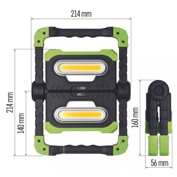 EMOS nabíjací pracovný reflektor 2*COB LED, 2000 lm, 8Ah/3,7V, P4536