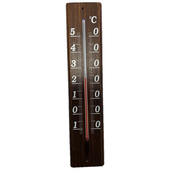 teploměr pokojový D20, 20cm, dřevěný mořený 340011