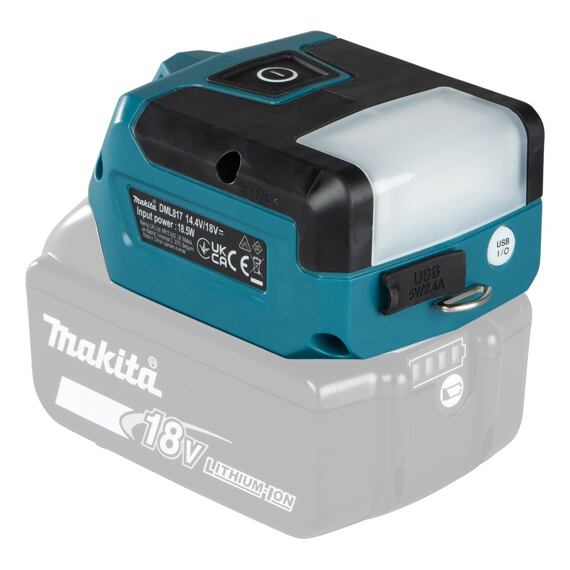 MAKITA DML817 aku svítilna LED 18V LXT, 300lm kombi svícení, 150lm čelní/horní svícení, bez baterie