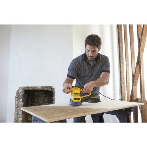 STANLEY FME440K-QS excentrická brúska 125mm, 230V, 480W, rozkmit 5,5mm, 4000-12000 ot./min., kufrík