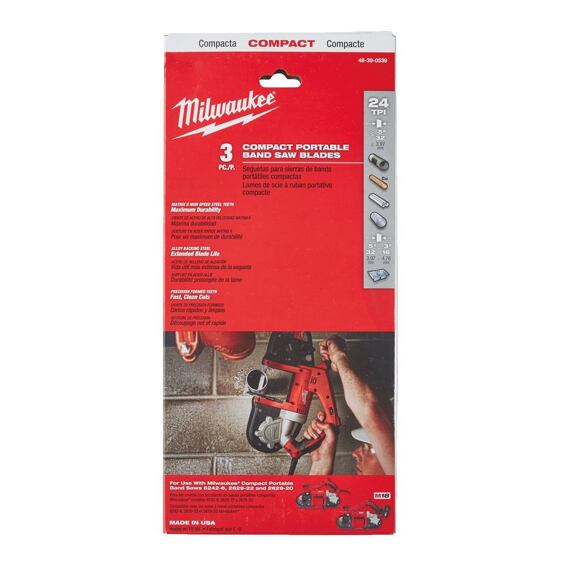 MILWAUKEE 48390539 pílové pásy 898.52mm*25Tpi, 3ks. oceľ, nerez, liatina