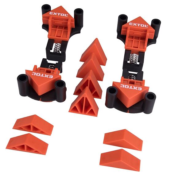 EXTOL Premium svěrky rohové truhlářské sada 4ks, 60°-90°-120°, materiál 5-22mm, 8815440