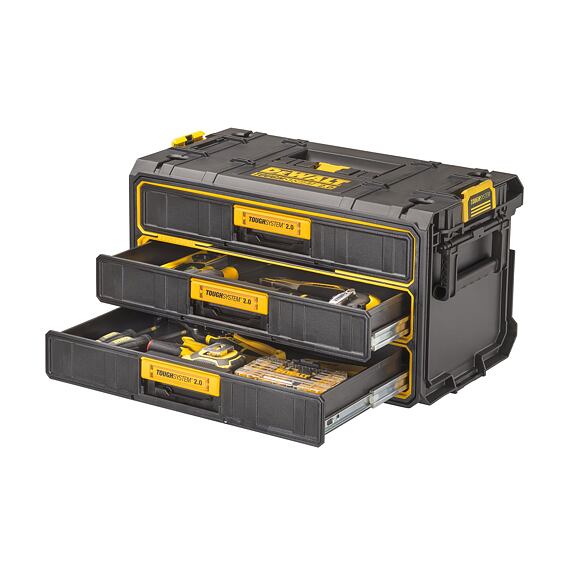 DeWalt DWST08330-1 zásuvkový kufrík ToughSystom 2.0, 3 zásuvky, guličkové ložiská vo výsuvoch