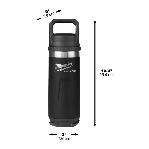 MILWAUKEE 4932493466 termoláhev PACKOUT 710ml, dvoustěnná vakuová izolace, kompatibilní víčko, černá