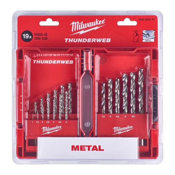 MILWAUKEE 4932352374 sada vrtáků do kovu THUNDERWEB 1-10mm, 19ks