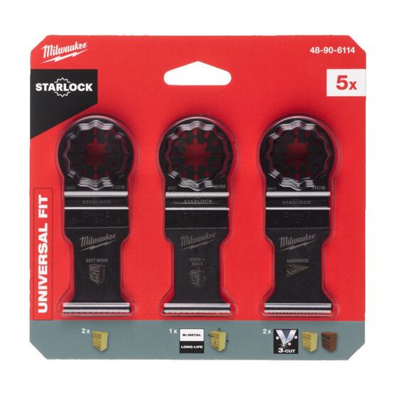 MILWAUKEE 48906114 sada pilových listů pro multifunkční brusky, dřevo, 5ks