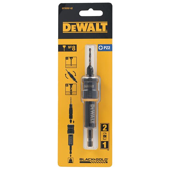 DeWalt DT70787 spojka - záhlubník 8mm - vodící vrták 2,77mm - bit PZ2
