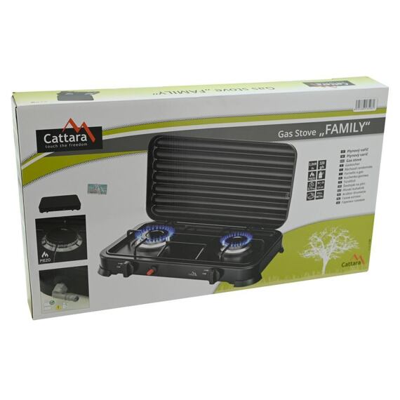 CATTARA plynový vařič Traveler FAMILY DUO, piezo, spotřeba 320g/hod., 13596