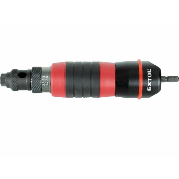 EXTOL Premium nýtovací adaptér na vrtačku pro trhací nýty 2,4-4,8mm, nerez 4mm, 400 ot./min 8813752