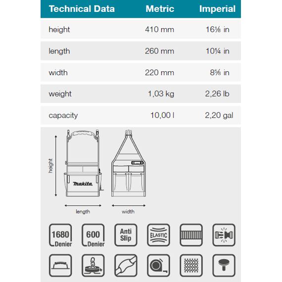 MAKITA E-15453 hranatá taška 260*220*410mm, (old=E-05480)