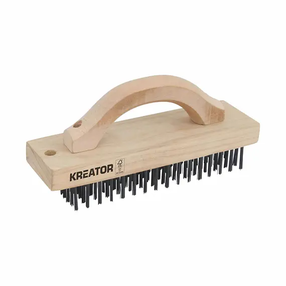 KREATOR kartáč drátěný ocelový ruční, dřevěná rukojeť, KRTH50001