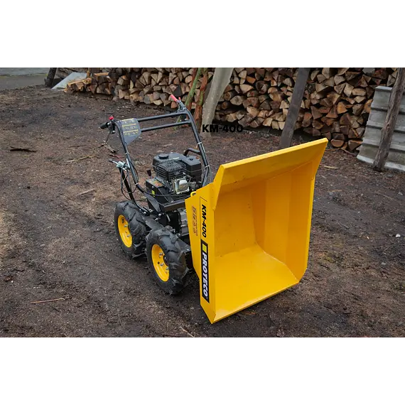 PROTECO motorový přepravník - DUMPER s radlicí na sníh, 6,5HP, 4x4, 400kg, 240l, 51.03-KM-400-RAD