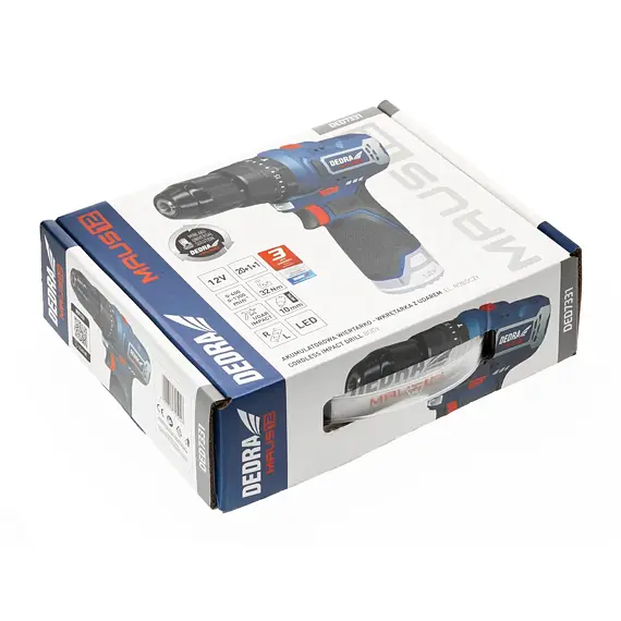 DEDRA aku příklepová vrtačka 12V, 32Nm, 0-400/1300 ot./min., bez baterie, DED7331