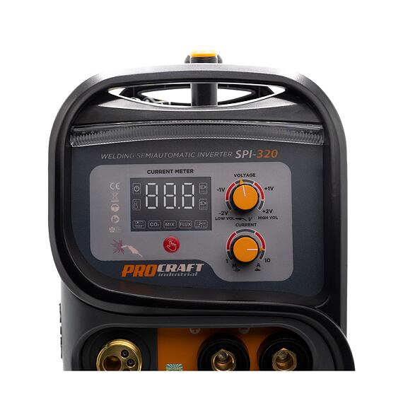 PROCRAFT SPI-320 poloautomatická invertorová/CO2 svářečka MMA, MIG-MAG, FCAW-Flux, Tig, 160A