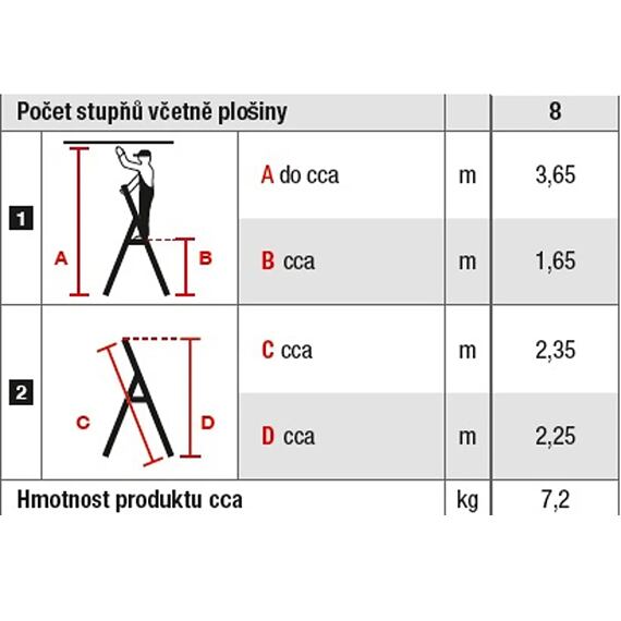 KRAUSE schůdky Al 8 nosnost 150kg 10.6618-KR