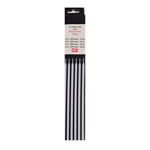 BENO elektrody rutilové set 1,6-2,0-2,5-3,2mm, po 10ks, OK46.00