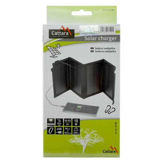 CATTARA solární nabíječka rozkládací 10W, 44*16,5cm (složená 11*18,5*3cm) 13192