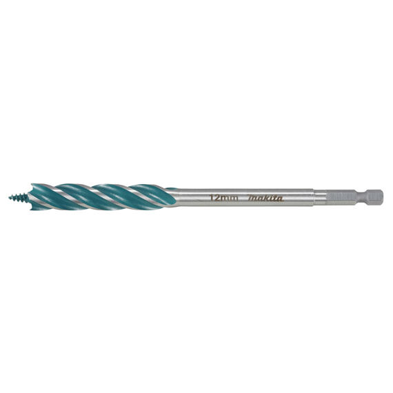 MAKITA E-26646 vrták do dřeva 12*165mm, čtyřbřitý, stopka šestihran 1/4" i pro rázové utahováky