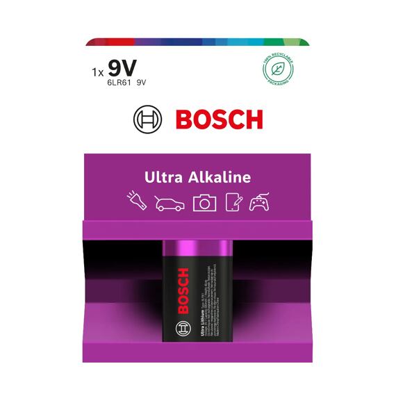 BOSCH baterie 6LR61UA1B/00 ULTRA ALKALINE 9v, 1ks