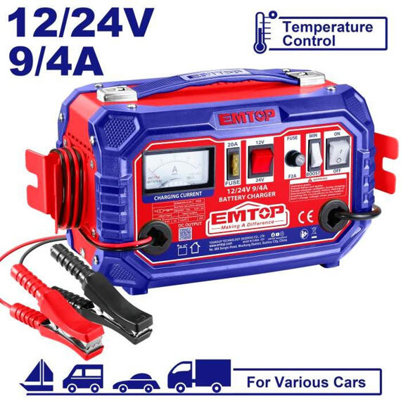 EMTOP EFCR16011 nabíječka autobaterií 12/24V, 28-180Ah, BOOST