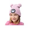 EXTOL Light čiapka s čelovkou 4*25lm, nabíjacia, USB, ružová s brmbolcami detská, uni veľkosť 43458