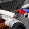 KNIPEX odizolovávací nůž s vodící patkou s funkcí ráčny, polohovatelný a složitelný, 1650145SB