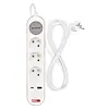 EMOS prodlužovací kabel 2m, 3 zásuvky s vypínačem, bílo-šedý, 1*USB-A, 1*USB-C, 1,5 mm2, P1312FC