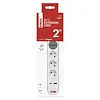 EMOS prodlužovací kabel 2m, 3 zásuvky s vypínačem, bílo-šedý, 1*USB-A, 1*USB-C, 1,5 mm2, P1312FC