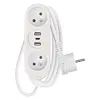 EMOS prodlužovací kabel 2 m, 2 zásuvky, 2*USB-A, 1*USB-C, bílý, PVC, 1 mm2 , P0212U