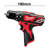 MILWAUKEE M12 BPD-0 aku příklepová vrtačka 12V, 38Nm, 0-400/1500 ot./min bez baterie