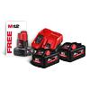 MILWAUKEE M18 HNRG-802 KIT, aku súprava 2*18V/8Ah M18HB 8.0 + 1*12V/4Ah M12 B4, nabíjačka M12-18 FC
