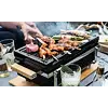 PROTECO Hibachi gril hranatý keramický na dřevěné uhlí, rošt 34,5*17cm, dřevěný podstavec