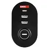 EMOS prodlužovací kabel 1,5m, 3 zásuvky, vypínač, uchycení na stůl, USB, černý, PVC, 1,5mm2 P1311PD